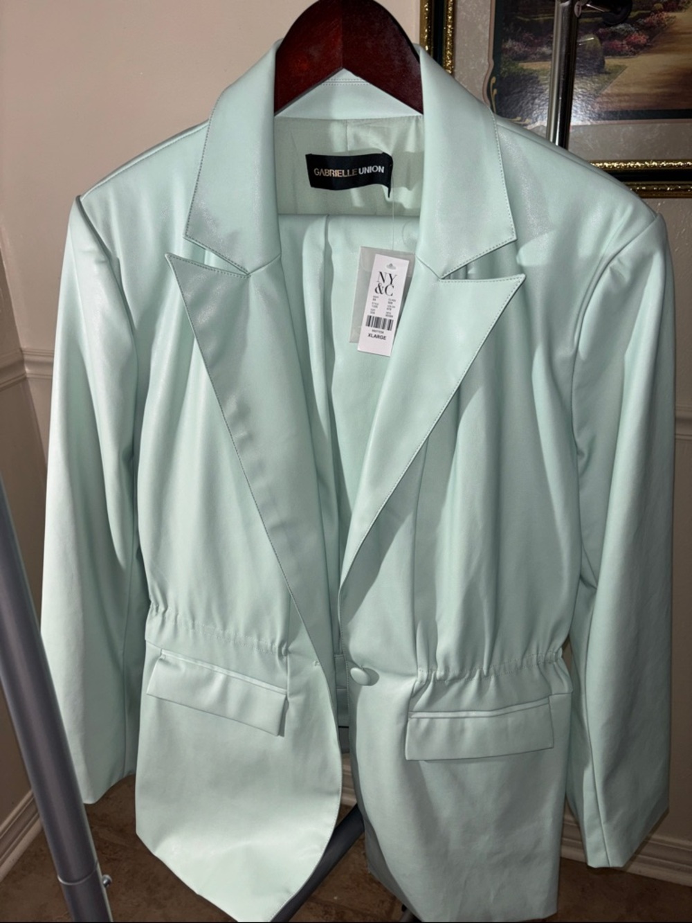 Gabrielle Union Mint Single-Button Tailored Blazer and pants.